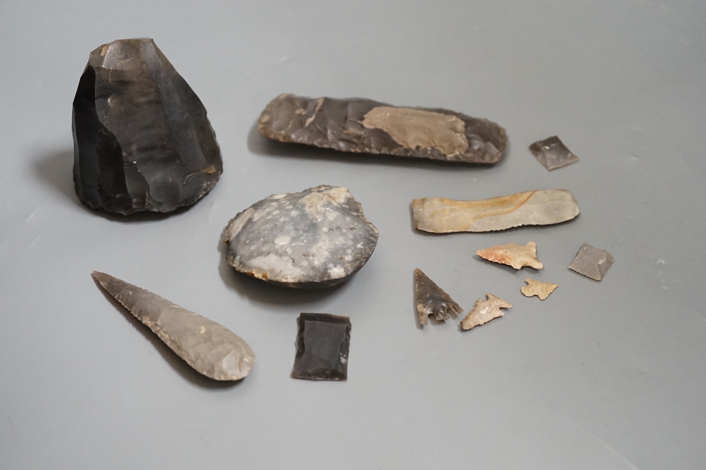 A group of Ancient (pre-historic) flint axe or arrow heads